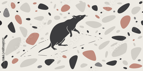 Elegant rat silhouette art design, a modern take, for striking designs, wall art, prints, and graphics