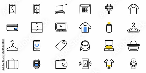 Essential shopping icons for modern retail, e-commerce, and business, perfect for app and web design