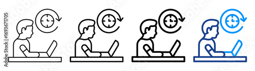 Full Time Job Icon Different Style Outline Collection Set