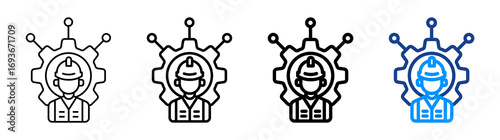 Skilled Worker Icon Different Style Outline Collection Set