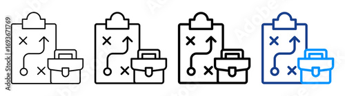 Work Strategy Icon Different Style Outline Collection Set