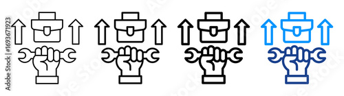 Career Rebuilding Icon Different Style Outline Collection Set