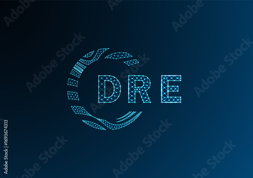 DRE low poly letter logo vector design. DRE lower poly logo design. DRE unique low poly logo design.