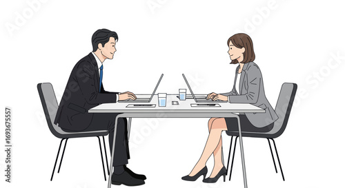 Cartoon Computer Screen Displaying a Video Conference with Four People.