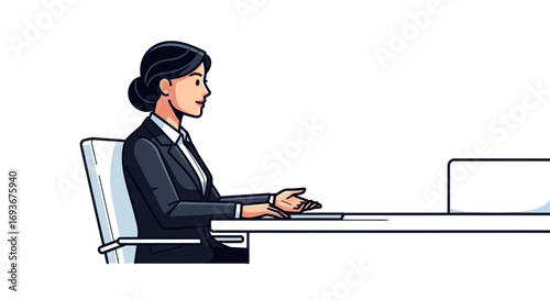 Two People Communicating with Speech Bubbles in a Meeting.