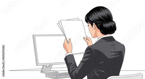 Black Silhouette of an Open Folder with Documents.