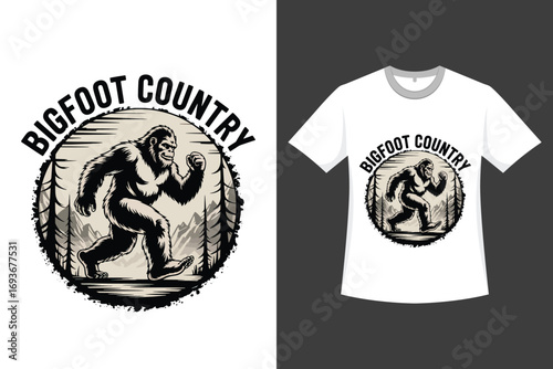 Bigfoot Country A Bigfoot Illustration T-Shirt Design 