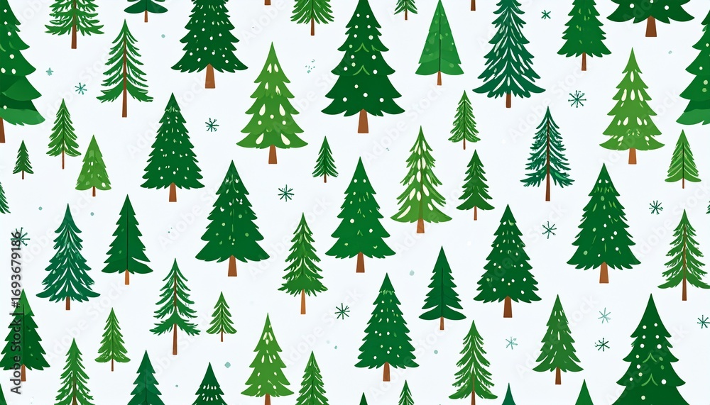 Obraz premium Charming Christmas tree pattern with playful snowflakes perfect for festive holiday designs