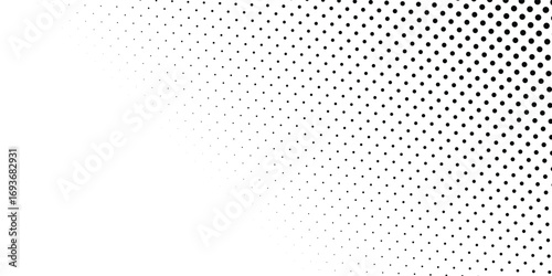 Dotted halftone gradient texture. Vanishing polka dot background. Repeating dots gradation pattern background. Black fading comic pop art template set modern circle background modern