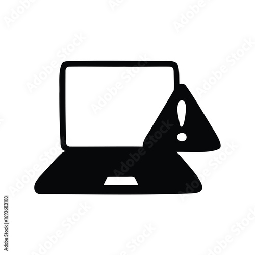 Computer System Alert Icon with Triangle Exclamation Mark for Attention