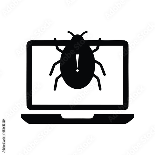 Computer virus detected with insect on screen causing security alert issue