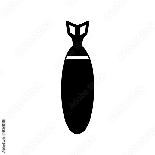 Silhouette illustration of a black bomb projectile on a white background