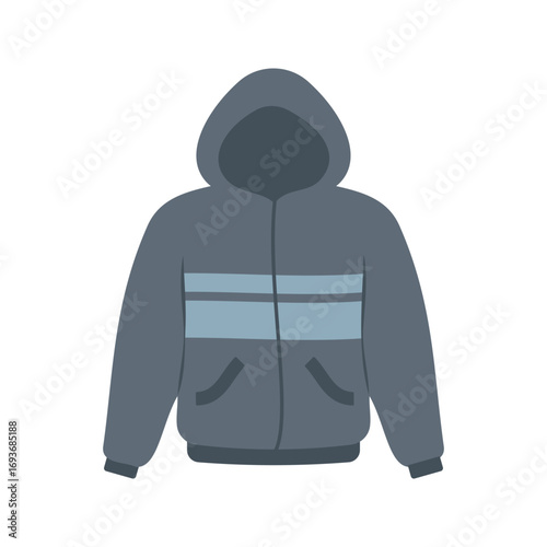 Warm winter clothes and jackets in different styles