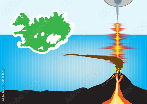 Iceland Volcanic Activity concept vector. Editable Clip Art.