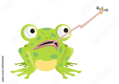 Funny Looking Frog captures an Insect using its long tongue. 