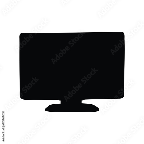 Silhouette of a modern flat screen television or computer monitor display