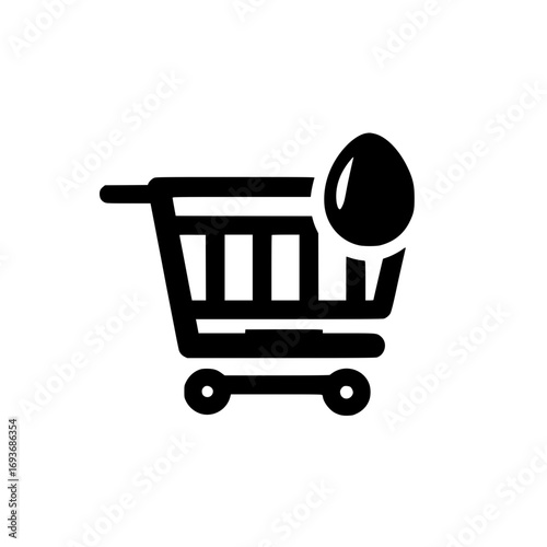 Creative vector graphic of shopping cart with a miniature egg symbol for e commerce concepts