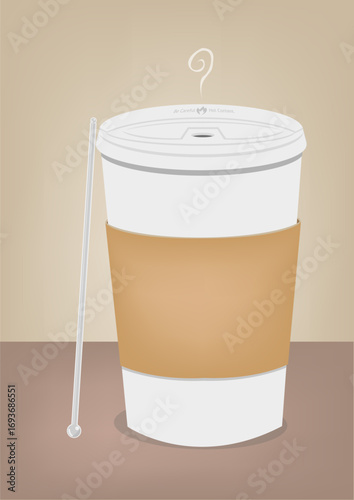 Tall Coffee Cup on a Table Illustration. Vector eps10 Editable clip art