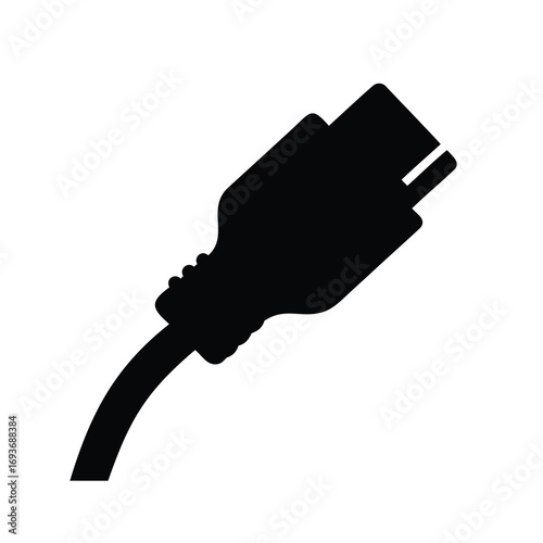 Silhouette of a computer or electronic device cable with the connector end
