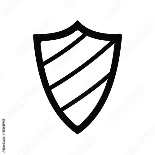 Stylized black and white shield with diagonal lines for medieval representation