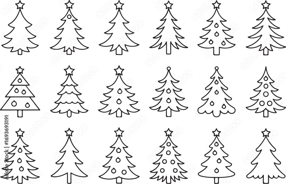 Obraz premium Holiday Tree Silhouette Set bundle