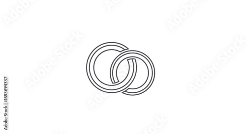 Interlocked Rings Symbolizing Union and Commitment, Representing Marriage or Partnership.