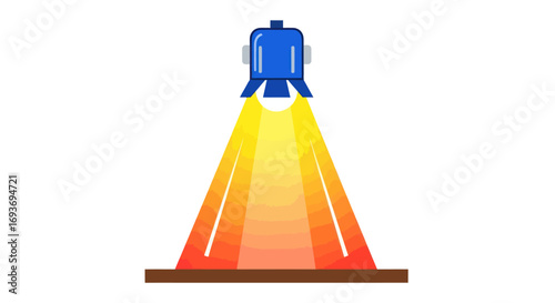 Blue Rocket Launching with Fiery Exhaust Trail.