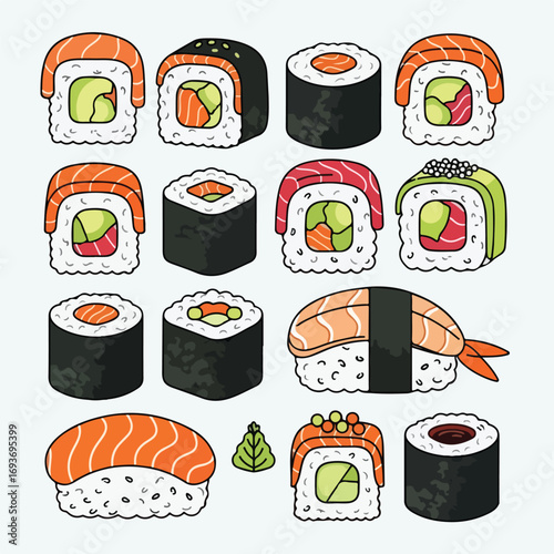 sushi set vector illustration