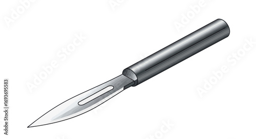 Surgical Scalpel with Sharp Steel Blade and Metal Handle.