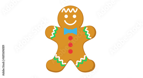 Festive Gingerbread Man Cookie with Icing Decorations.