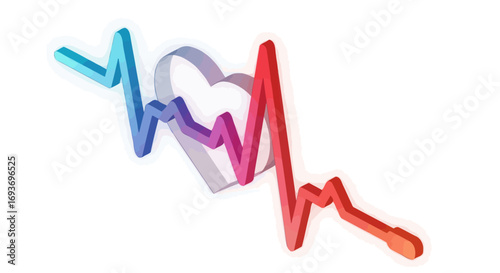 A 3D EKG heartbeat line forming a heart shape with a blue to red color gradient.