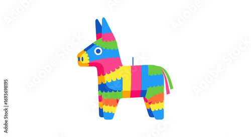 Cuadro en lienzo Colorful Donkey Pi?ata for Celebration, Party Decoration, and Festive Occasions