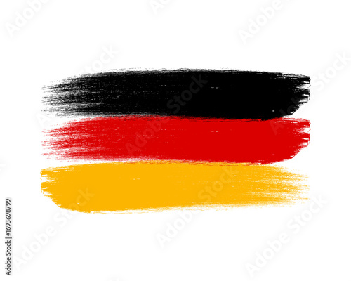 Germany flag classic. Creative German flag grunge paint brush stroke on white background.