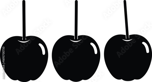 halloween caramel apples silhouette vector illustration