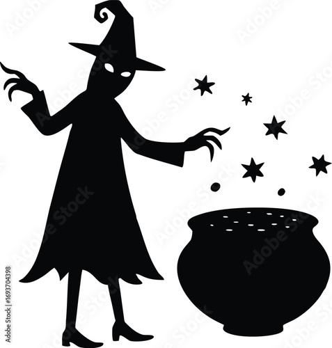 halloween magic spell silhouette vector