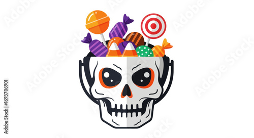 Spooky Skull Candy Bucket - Halloween Treats.