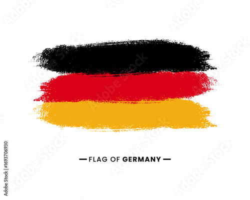 Germany flag illustration. Creative German flag grunge paint brush stroke on white background.