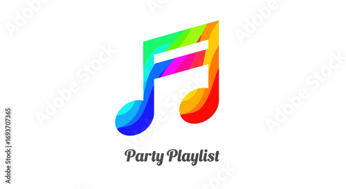 Colorful, Polygonal Music Note Icon for Party Playlist.