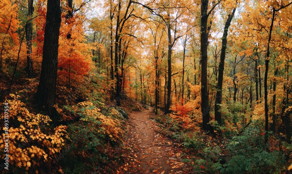 Fototapeta premium Autumnal forest path (1)