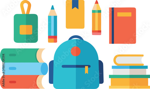 Back to school festival elements collection vector illustration scalable eps icon set