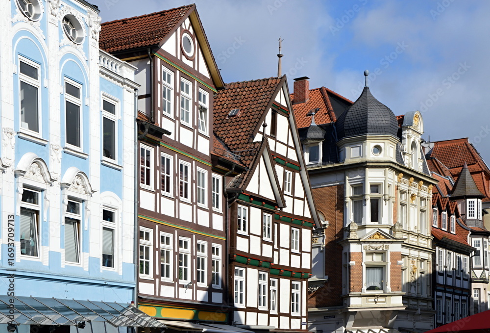 Obraz premium Historical Buildings in the Old Town of Hameln, Lower Saxony