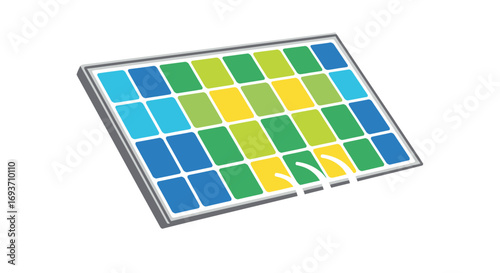 Colorful Solar Panel Illustration, Energy Production, Renewable Technology.