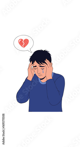 Man experiencing heartbreak and emotional distress feeling sadness