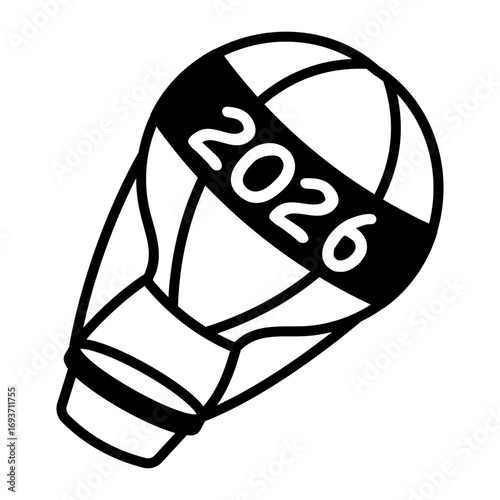 A hand drawn style icon showing an air balloon