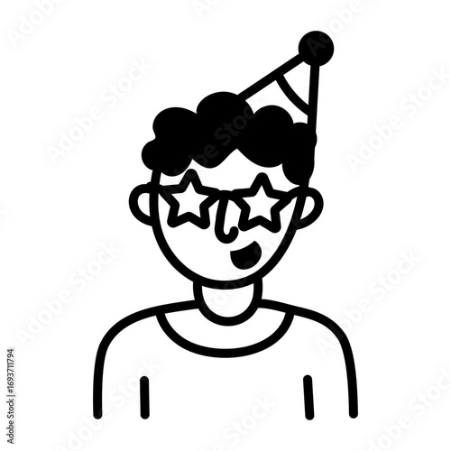 A drawing style icon showing party props