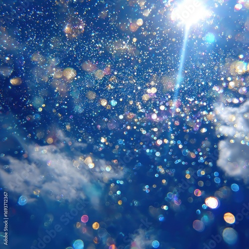 vibrant sunlight sparkle in blue sky