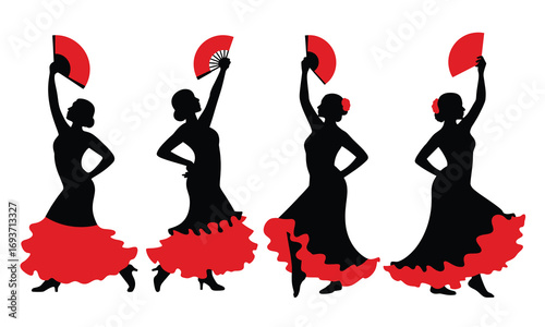 Flamenco Dancers Silhouettes with Fans
