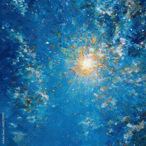 vibrant sunlight sparkle in blue sky