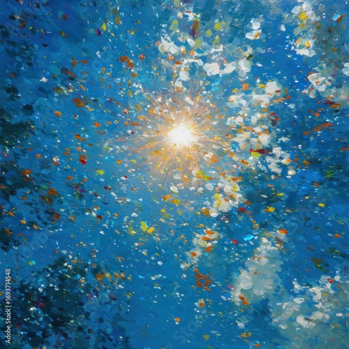 vibrant sunlight sparkle in blue sky