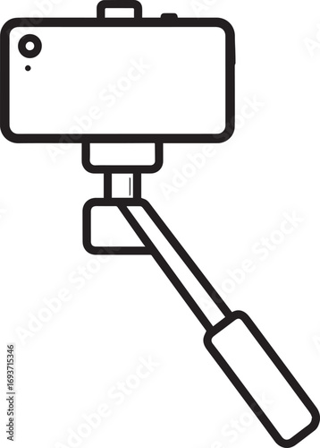 Elegant Selfie Stick Icon Silhouette Black Vector Symbol for Smartphone Photography